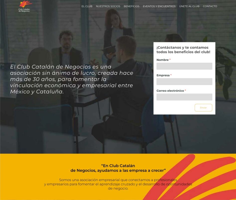 Captura de pantalla del sitio web del Club Catalán de Negocios mantenido por BIF Digital