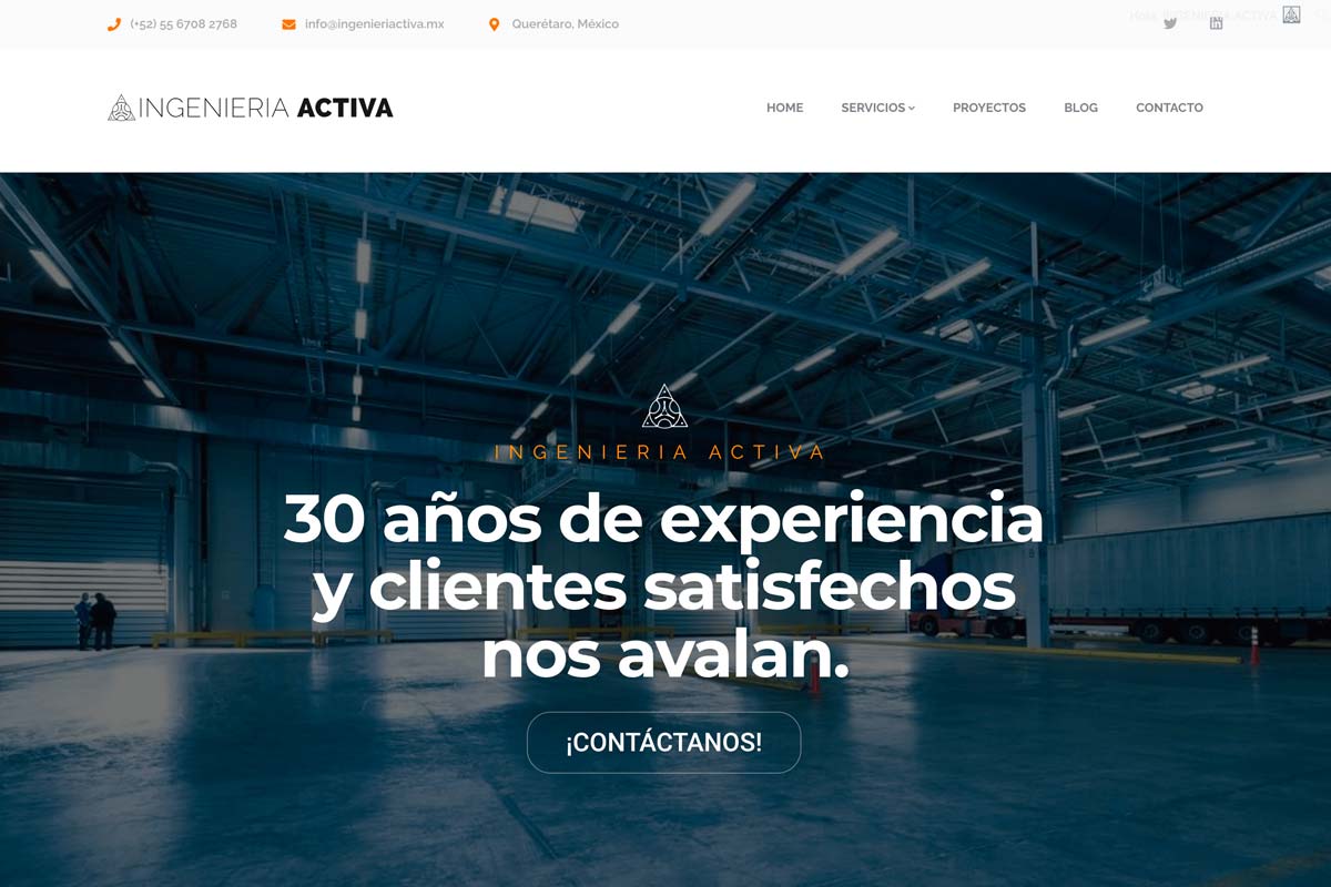 Captura de pantalla del sitio web de Ingeniería Activa